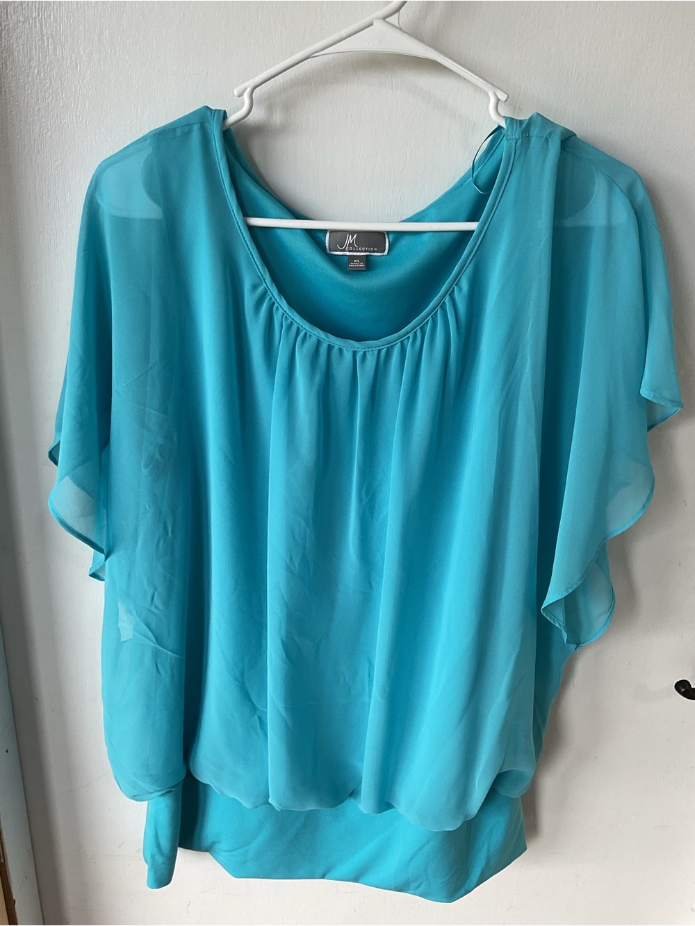 JM Collection Turquoise Flutter Blouse Size XL